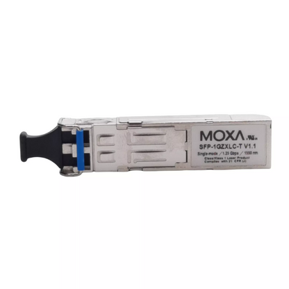 Moxa SFP-1GZXLC-T | 1-Port 1000BaseZX Gigabit Ethernet SFP Module, LC Connector, 80 km Range, -40 to 85°C Operating Temp