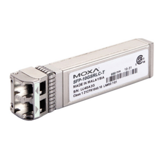 Moxa SFP-10GSRLC-T | 10GBase-SR SFP+ Module, 1-Port, LC Connector, 33m/82m/300m/400m Range, -40 to 85Ã‚°C, 10 Gigabit Ethernet