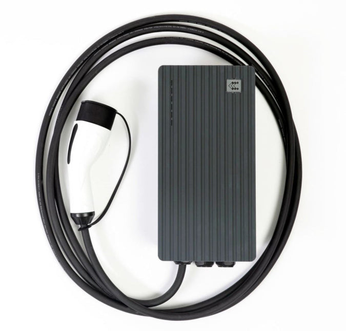Teltonika Teltocharge EVC101 Slate Grey 7.4kW charger black ribbed station