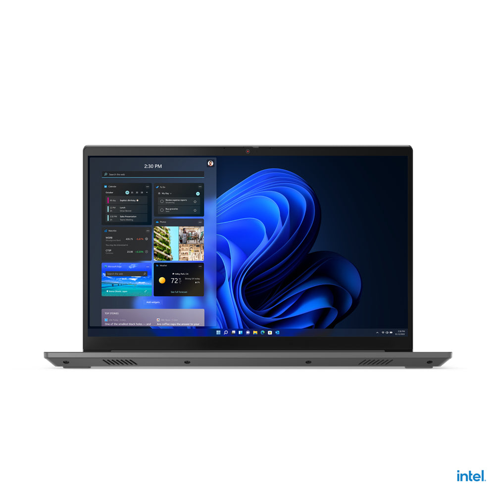 Dark gray lenovo thinkbook 15 gen 5 laptop with sleek design and active windows 11 pro desktop screen