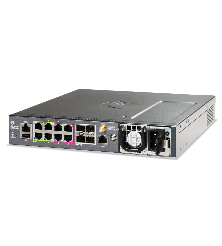 Cambium Networks MXTX2012GXPA10 | cnMatrix TX2012R-P Managed L2/L3 Gigabit Ethernet, PoE, 12 x 1GbE Ports, 240V