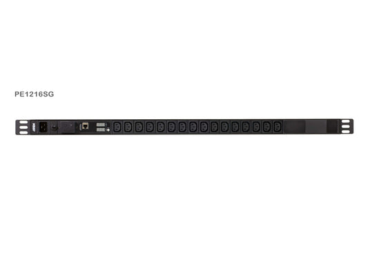 Black aten pe1216sg at g metered pdu with 16 outlets and network port 0u vertical power distribution unit
