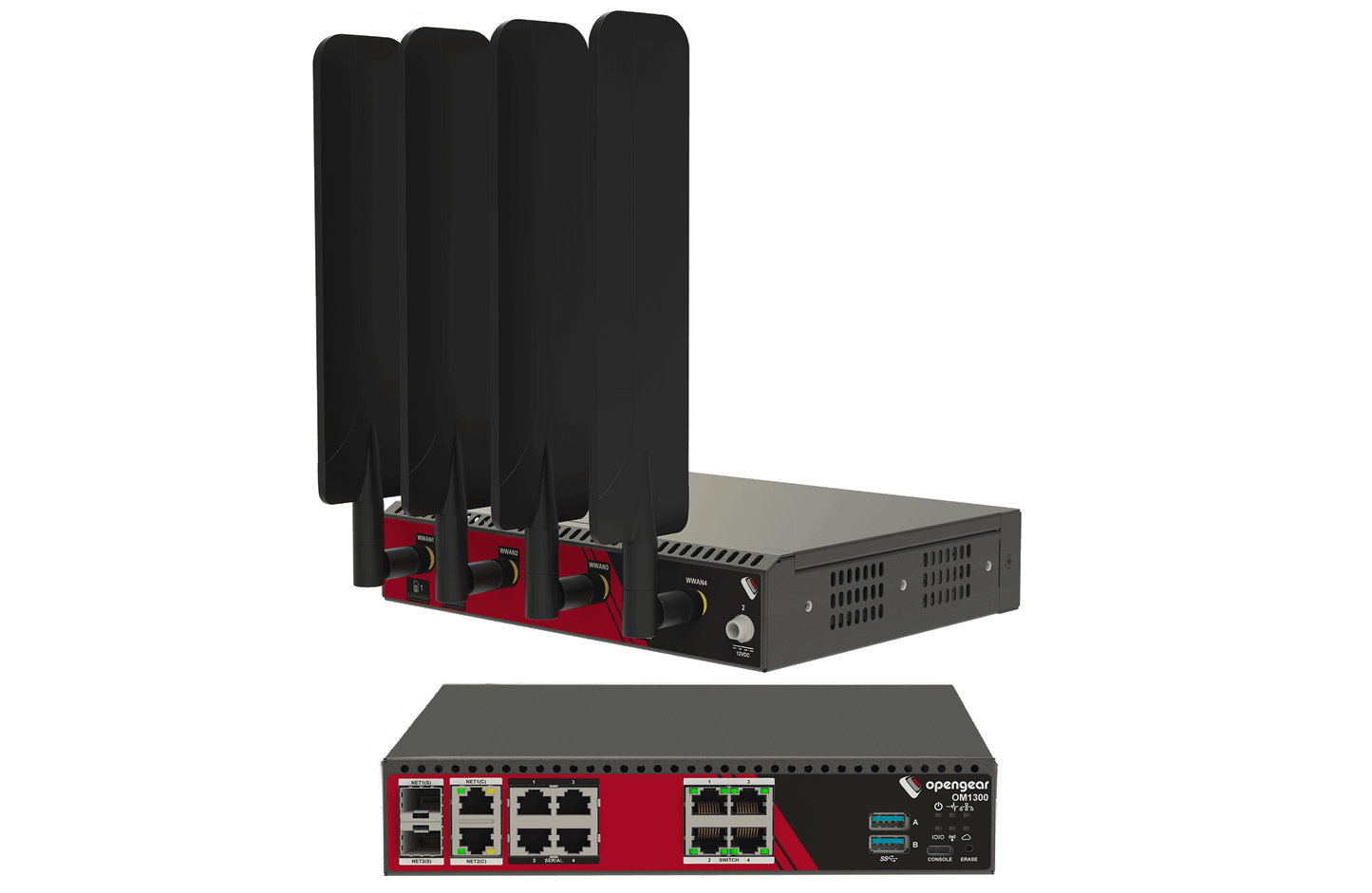 OPENGEAR OM1304-4E-C | OM1300 Console Server, 4x RS232, 5G Modem, 4x 1GbE, 1 Yr Foundation Support