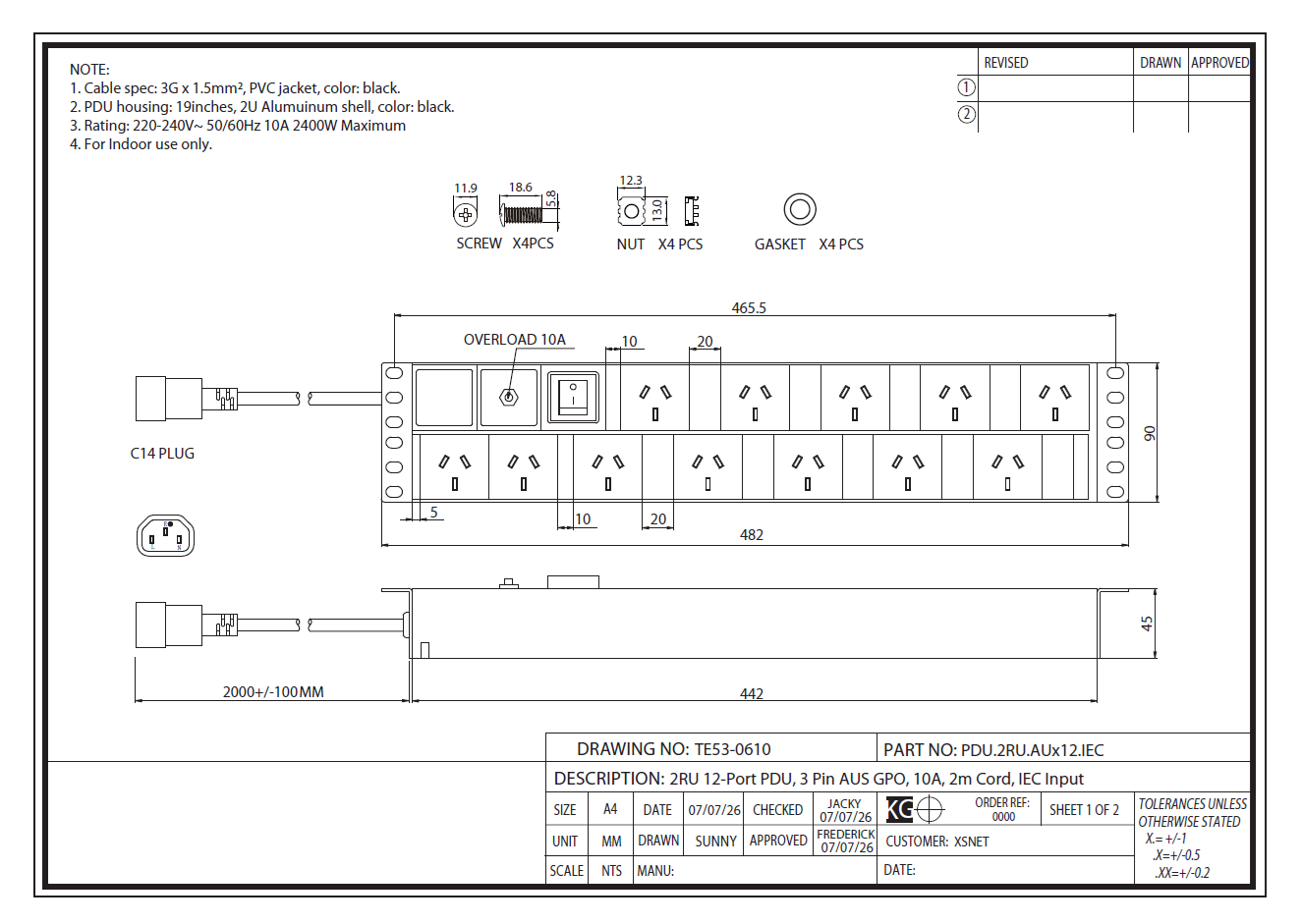 Product datasheet
