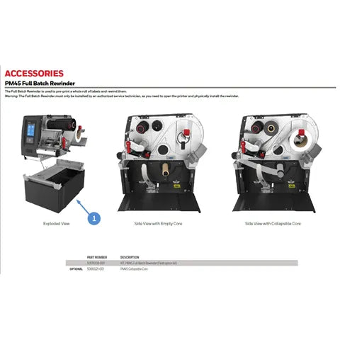 Honeywell PM45 full batch rewinder kit with black silver frame rollers panels