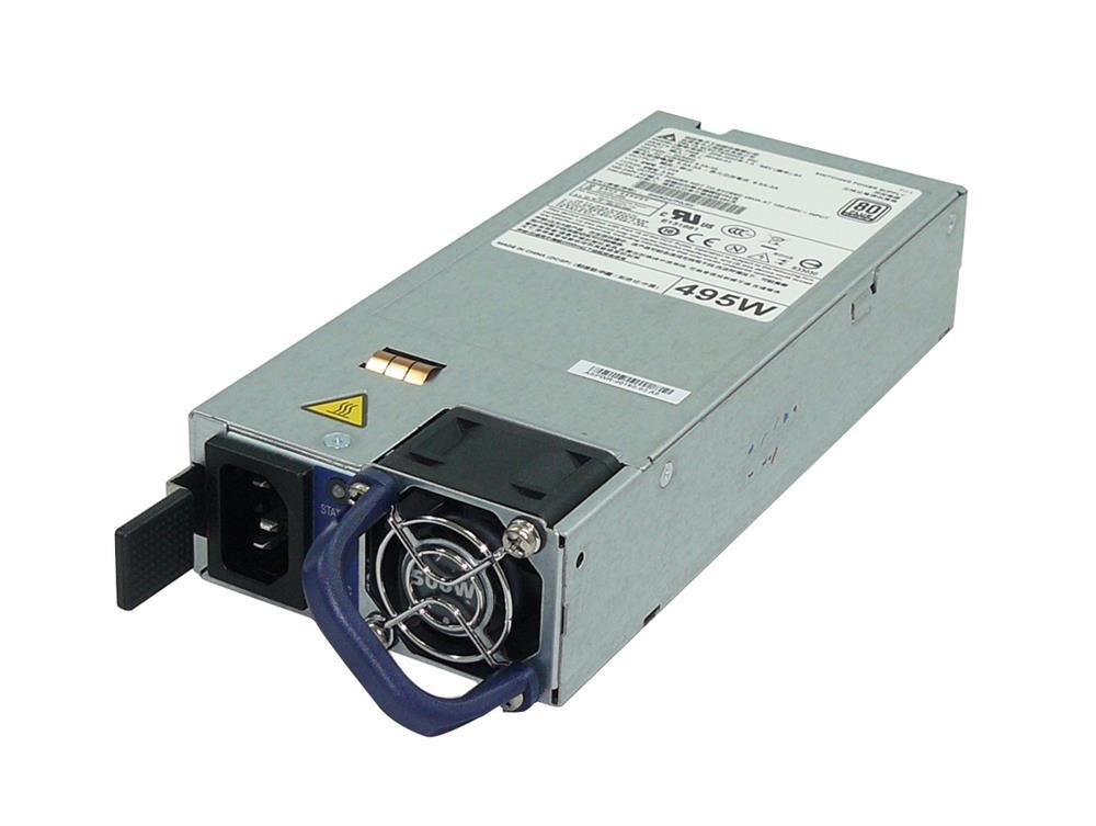 Arista PWR-500-DC-F 500W DC PSU silver unit with blue fan, front-to-rear