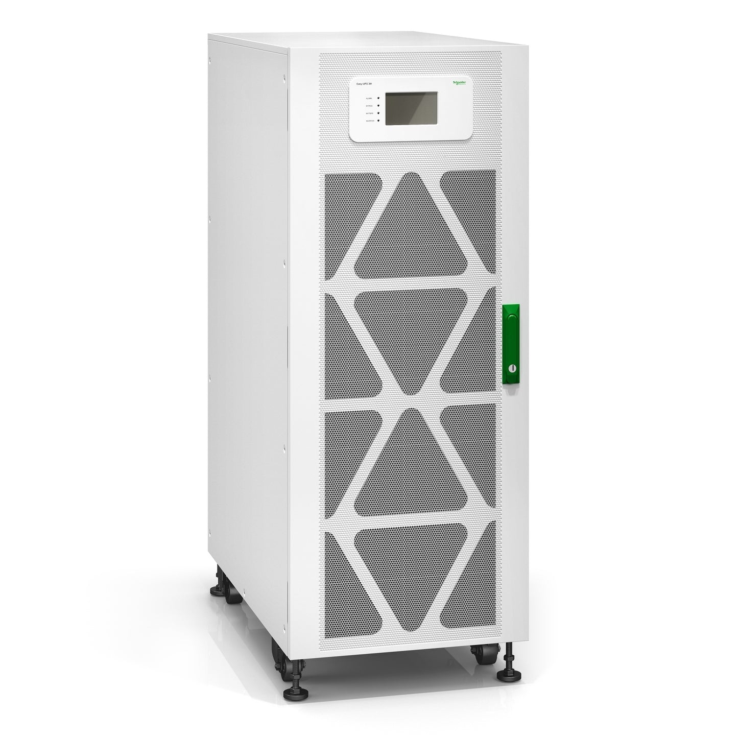 Apc e3mups160khs easy ups 3m 160kva white tower-style server rack with green handle and mesh front panel