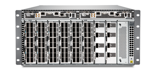 Silver-colored Juniper JNP5700-CHAS rack-mountable server chassis with 8 vertical slots and ventilation grilles