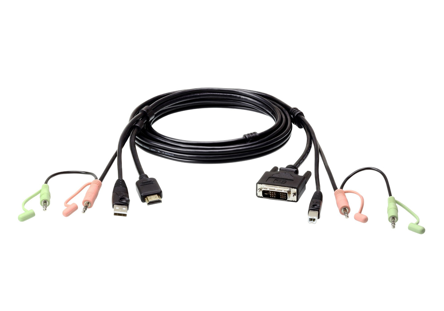ATEN 2L-7D02DH | 2L-7D02DH KVM Cable, HDMI to DVI-D (SL), USB + Audio, 1.8m