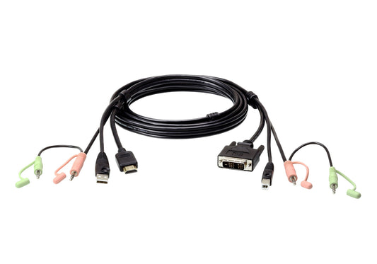 ATEN 2L-7D02DH | 2L-7D02DH KVM Cable, HDMI to DVI-D (SL), USB + Audio, 1.8m