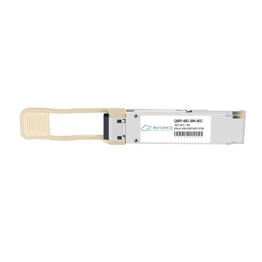 Silver qsfp-40g-sr4-bcc optical transceiver module with beige latch 850nm 10km mpo/om3 fiber for nvidia mellanox 40gb multimode