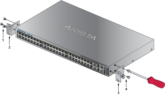 Silver metallic arista ccs-720xdm-32s-6sy-2f 720xdm 32-port 1g sfp network switch with multiple front ports