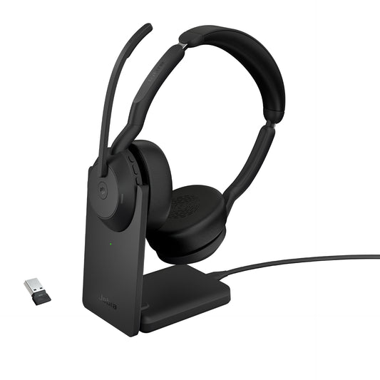Jabra 25599-999-989 | Evolve2 55 MS Stereo Headset, Bluetooth, ANC, w/Charging Stand