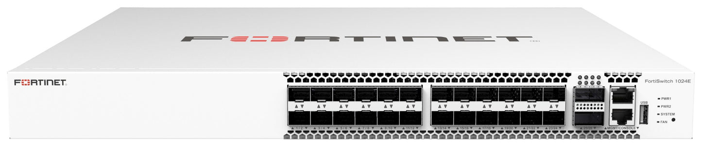 Fortinet FS-T1024E | 24x 10GBase-T, 2x 100GE QSFP28, Dual AC, Enterprise Switch