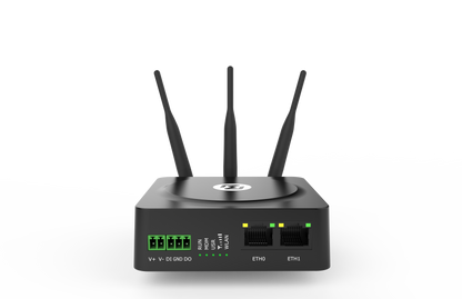 Robustel R1510-4L black router with 3 antennas and ethernet ports