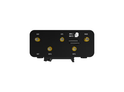 Back of Robustel R1520-4L router with aux, GPS, SIM ports