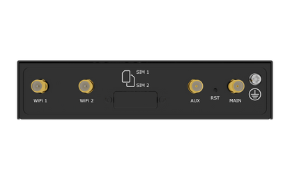 Back of Robustel R2010-A-4L gateway with wifi 1, wifi 2, sim ports
