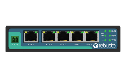 Robustel R2011-A-4L router with 5-port network switch and LED lights