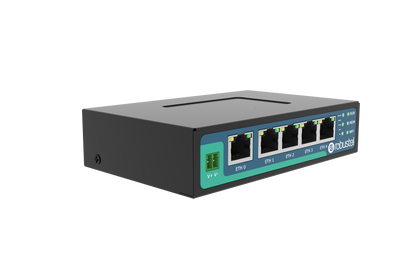 Robustel R2011-A-4L robusta black 5-port network switch front view