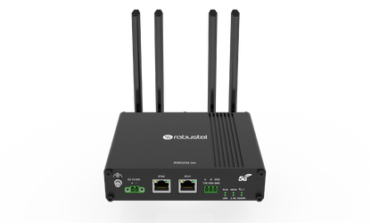 Robustel R5020L-A-5G Lite black 5G router with 4 antennas and Ethernet ports