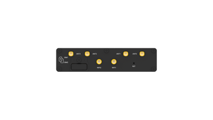 Back of Robustel R5020L-A 5G router with yellow SIM, ANT ports