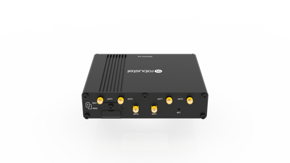 Robustel R5020L-A 5G router back with gold antenna connectors