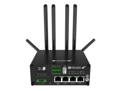 Robustel R5020 5G router with 4 antennas and Ethernet ports