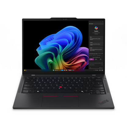 Black Lenovo ThinkPad T14s Gen 6 Snapdragon X1E-78-100 laptop with Windows 11 screen