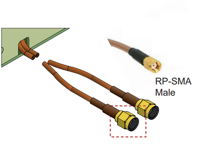Fortinet FANT-02ACAX-0505-D-R antenna with RP-SMA male gold-plated cable