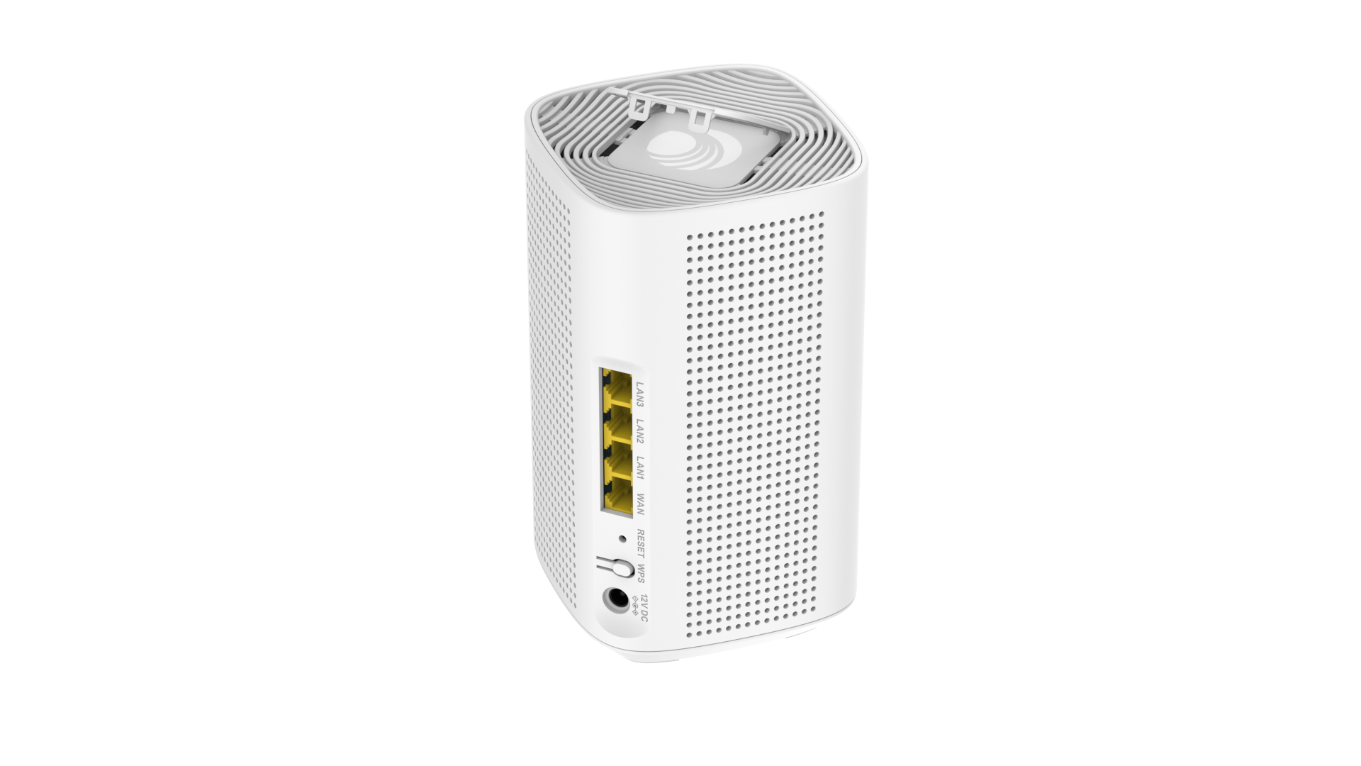 Cambium Networks RV22 Wi-Fi 6 router with 4 yellow GbE ports