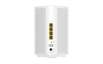 Cambium Networks RV22 Wi-Fi 6 router with 4 yellow GbE ports