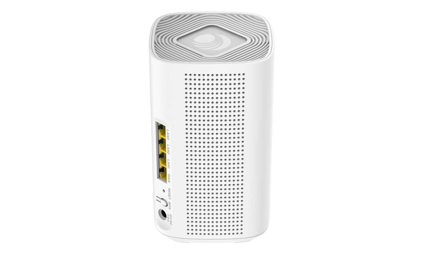 Cambium Networks RV22 Wi-Fi 6 router with hexagonal grille and Ethernet ports