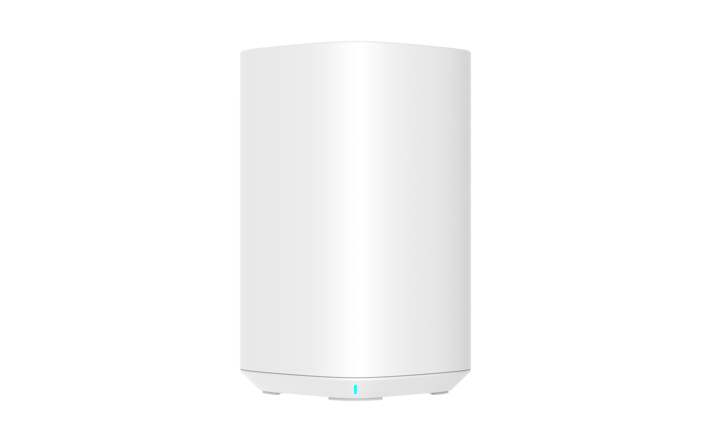 Cambium Networks RV22 Wi-Fi 6 mesh router with minimalist white cylindrical design and blue light