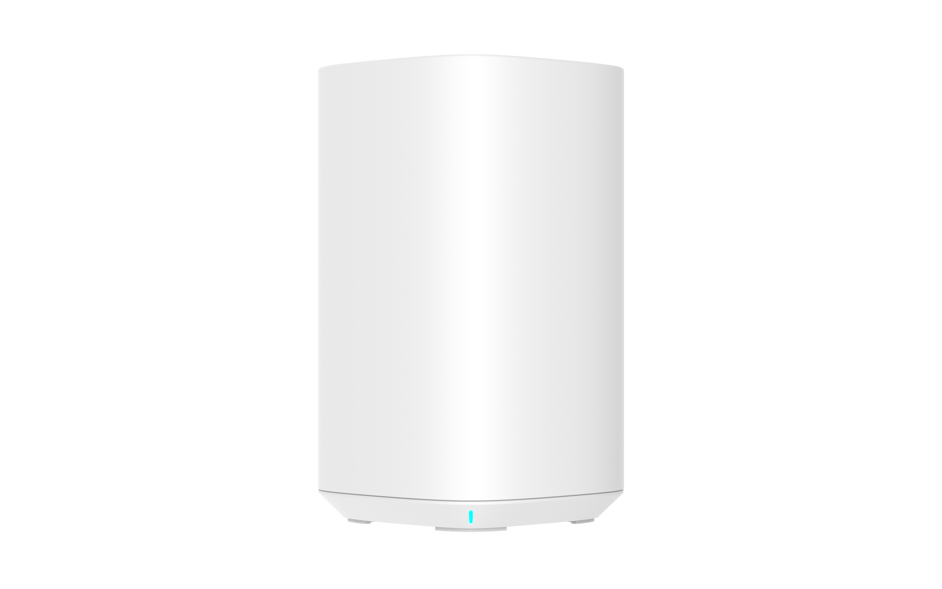 Cambium Networks RV22 Wi-Fi 6 mesh router with minimalist white cylindrical design and blue light