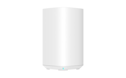 Cambium Networks RV22 Wi-Fi 6 mesh router with minimalist white cylindrical design and blue light