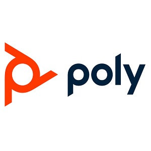 Poly logo with orange stylized p next to dark blue poly for Poly 2200-40350-012 5-pack power supply
