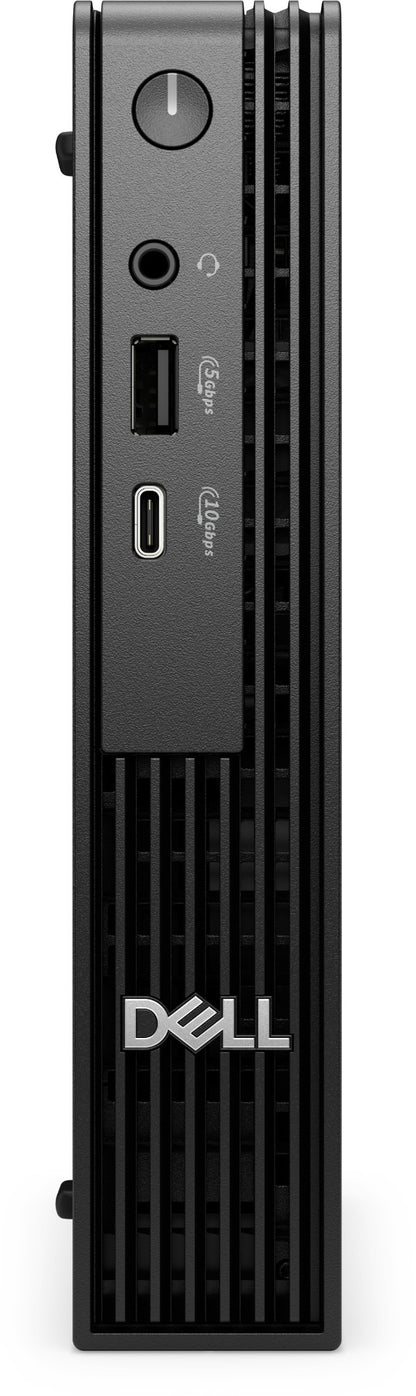 Dell Pro QCM1255 Micro PC black desktop with vertical slats and silver logo