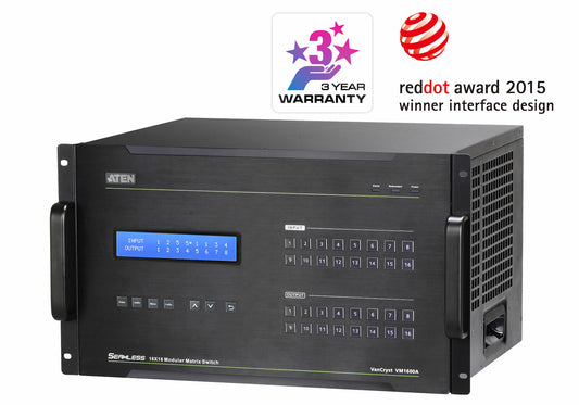 ATEN VM1600A-AT-U | VM1600A 16 x 16 Modular Matrix Switch, Seamless Switching, Scaler-Ready
