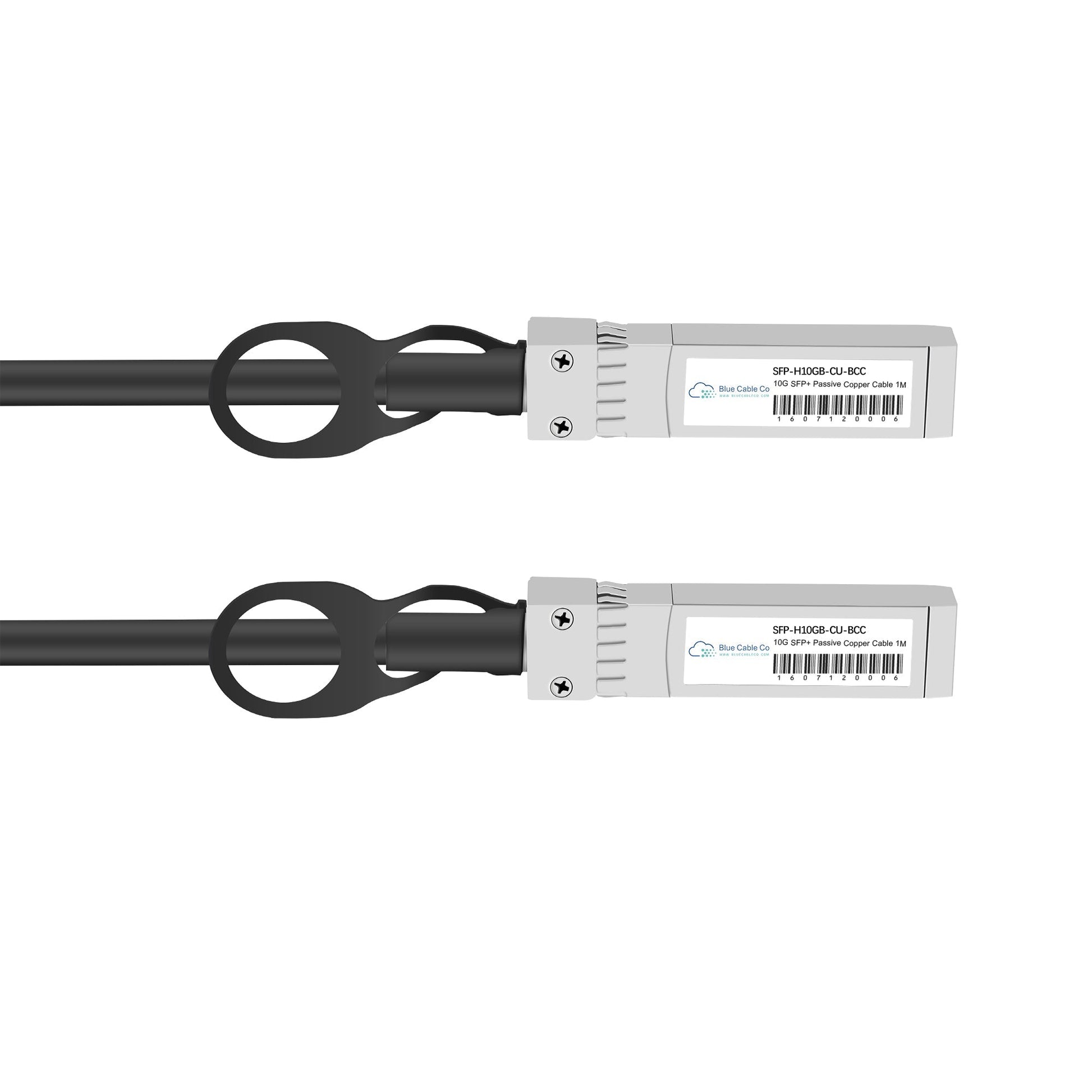 Black and silver sfp+ copper passive dac cable from blue cable co compatible with nvidia mellanox 10gb ports