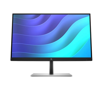 HP 6N4E8AA E22 G5 FHD 21.5’’ monitor with black frame, silver stand, blue-cyan wave display