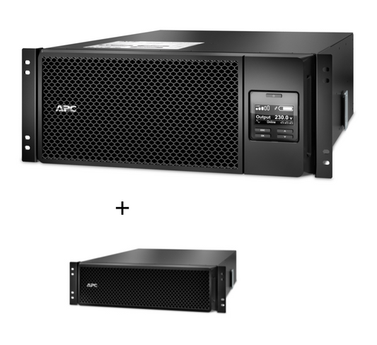 APC SRT6KRMXLI-EBM 6kVA rack-mount UPS with mesh panel and display