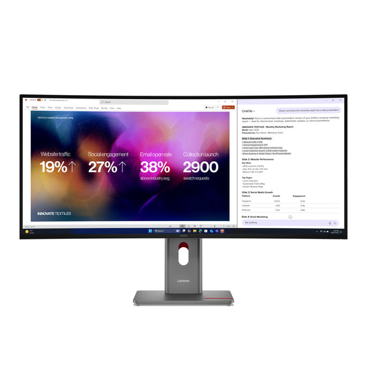 Lenovo 64B4GAR1AU | 40 Curved Ultrawide Monitor 39.7" 5120 x 2160, ThinkVision P40WD, TB4