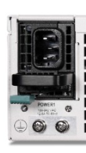Fortinet SP-FG3800D-PS black AC power supply with silver labels and ports
