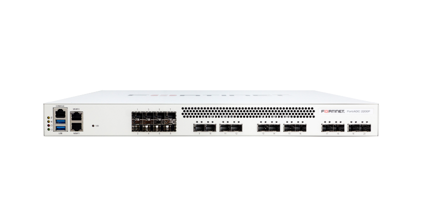 White Fortinet FortiASIC-3024F network switch rear with ports and grille