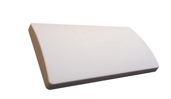 White Fortinet FANT-04BEAX directional antenna, 13 dBi, smooth curved tile shape
