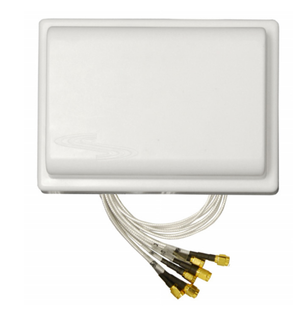 Fortinet FANT-06ABGN-2504-O-R white mini MIMO ceiling mount antenna with gold-tipped cables