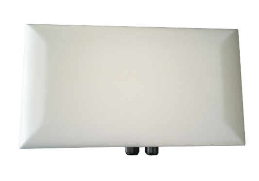 White Fortinet FANT-06ACAX-8509-D-N Wi-Fi antenna back with black mounts