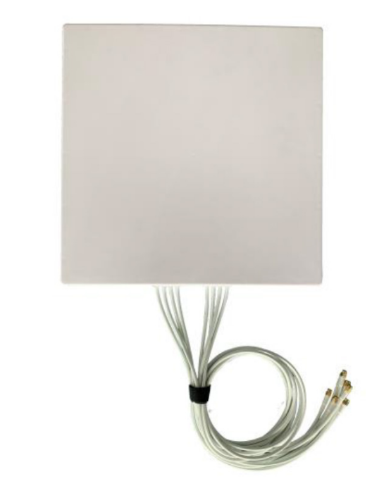Fortinet FANT-08ABGN-1213-D-R silver square panel antenna back with gold connectors