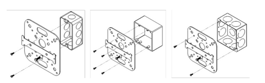 Fortinet FAP-MNT-GBOX-10PK white plastic electrical box with mount plate and screws