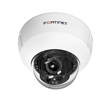 Fortinet FCM-FD55-CA 5MP dome IP camera with white dome, black lens and logo